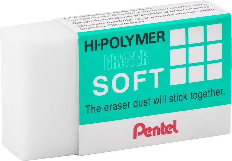 Pentel Clean Eraser, No Mess- No Residue, Hi-Polymer Soft Erasers for Pencils - White - 10 Pack - for Art, Office, and School use (10) - Image 2